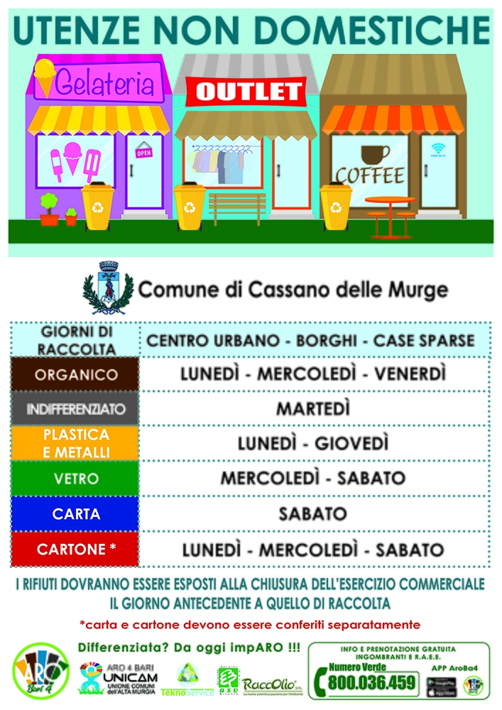 Calendario utenze non domestiche Cassano delle Murge (BA)