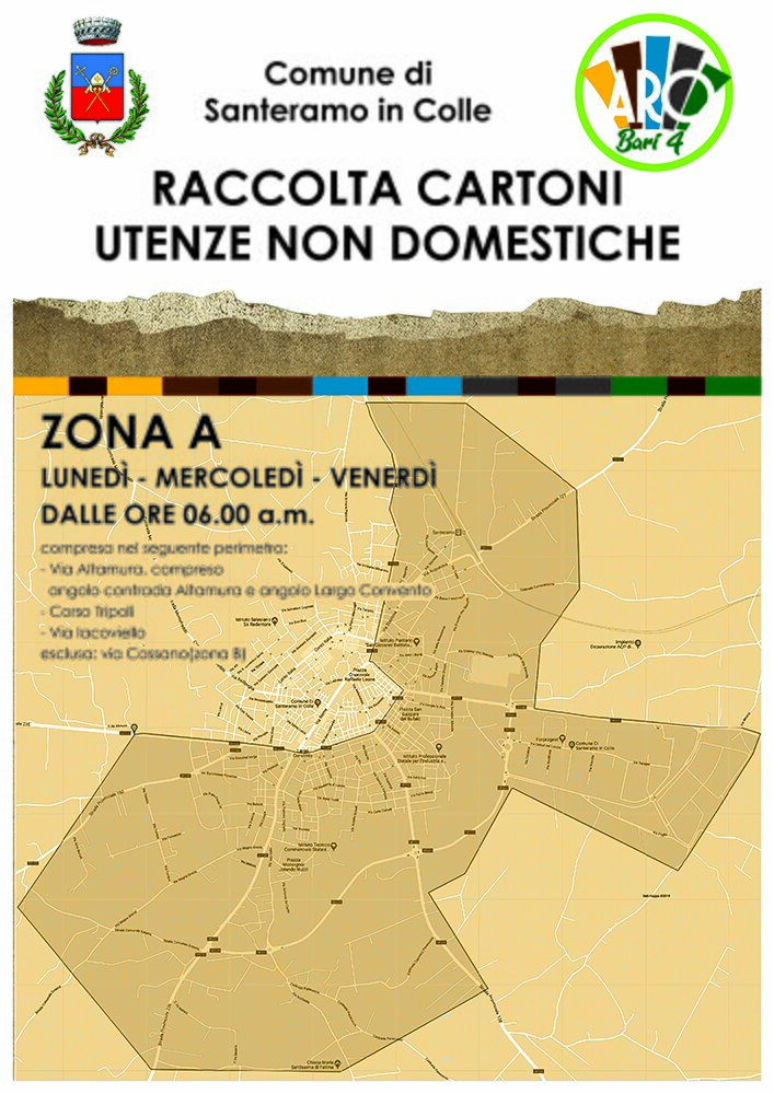 RACCOLTA CARTONI UTENZE NON DOMESTICHE, SANTERAMO IN COLLE, ZONA A. RACCOLTA CARTONI UTENZE NON DOMESTICHE, SANTERAMO IN COLLE, ZONA A.