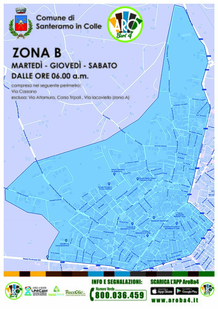 RACCOLTA CARTONI UTENZE NON DOMESTICHE, SANTERAMO IN COLLE, ZONA B. RACCOLTA CARTONI UTENZE NON DOMESTICHE, SANTERAMO IN COLLE, ZONA B.
